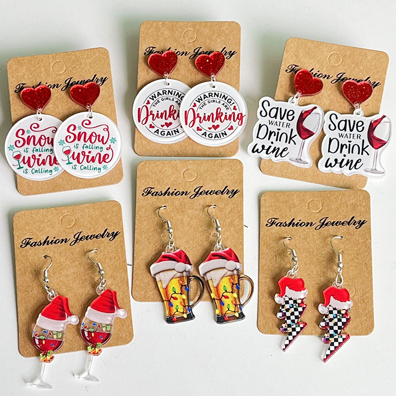 New Christmas Earrings Christm - đánh giá và giá Wine Beer Hat