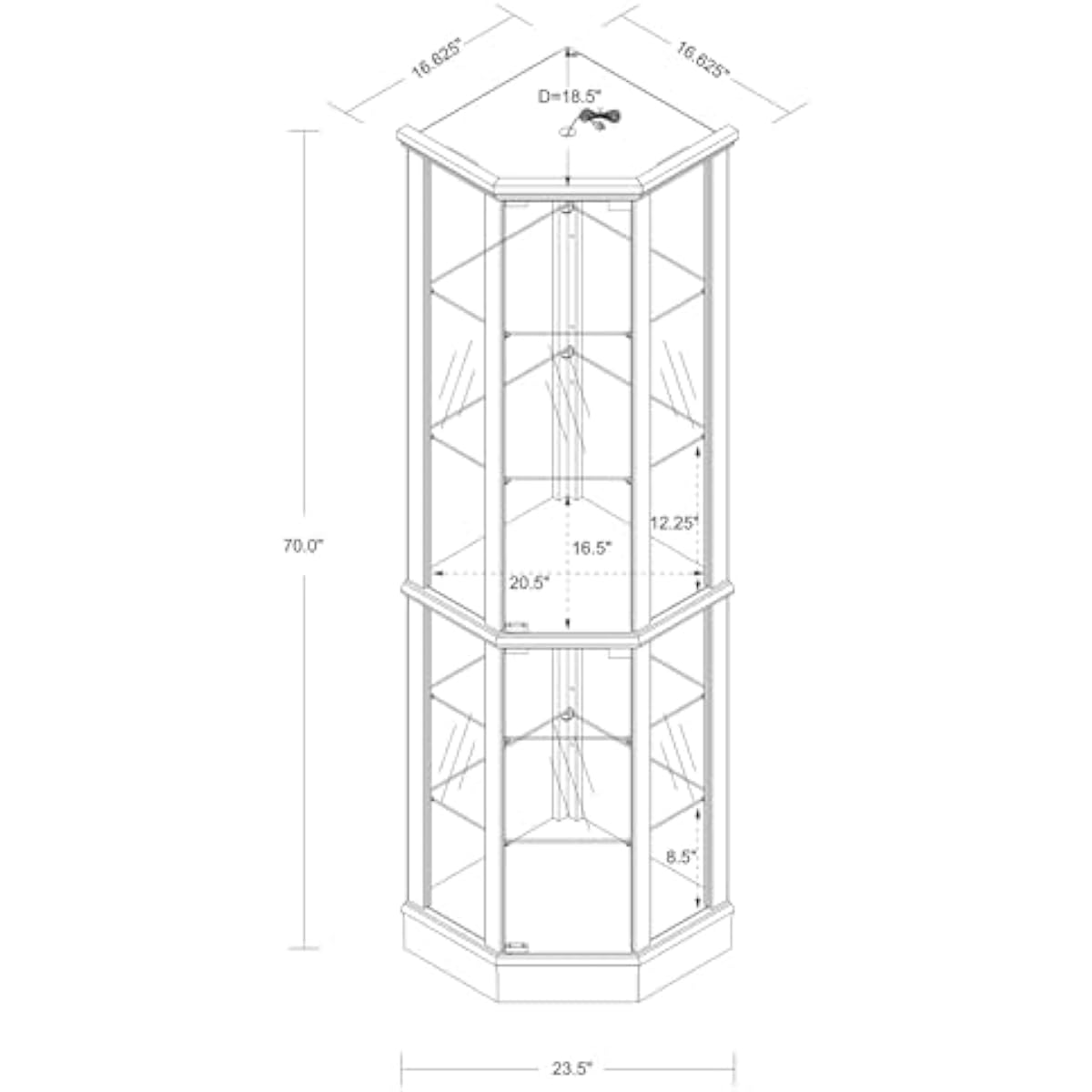Tall Lighted Curio Cabinet 70  - đánh giá và giá Wine & Beer Guayaquil
